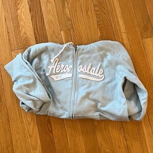 Aeropostale Light Teal Blue /Light Teal Womens Green Zip Hooded Sweatshirt sz M